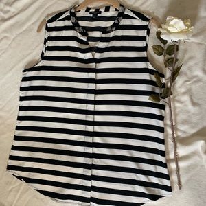 Black and White Striped Ann Taylor Tank